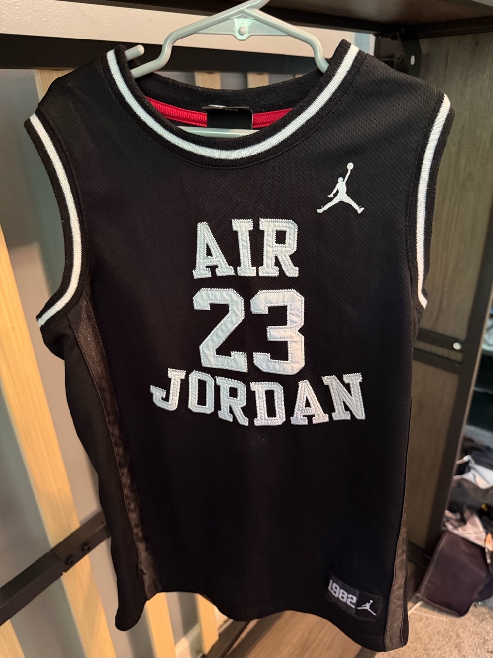 Jordan Black and White AIR 23 Mesh Basketball Jersey for Kids